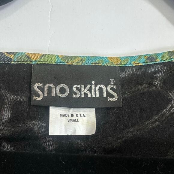 SNO SKINS Top S Multicolored Sheer Long Sleeve USA Made Boho Funky Wearable Art - Picture 3 of 8